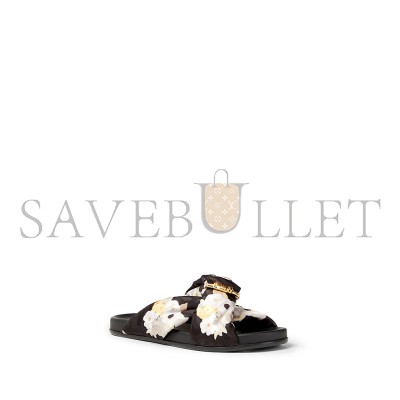 FENDI FEEL BLACK FF JACQUARD SATIN SLIDES 8X8645AWL6F0FGH